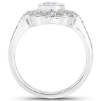 Aquamarine Ring With White Topaz 0.98 Carats Sterling Silver
