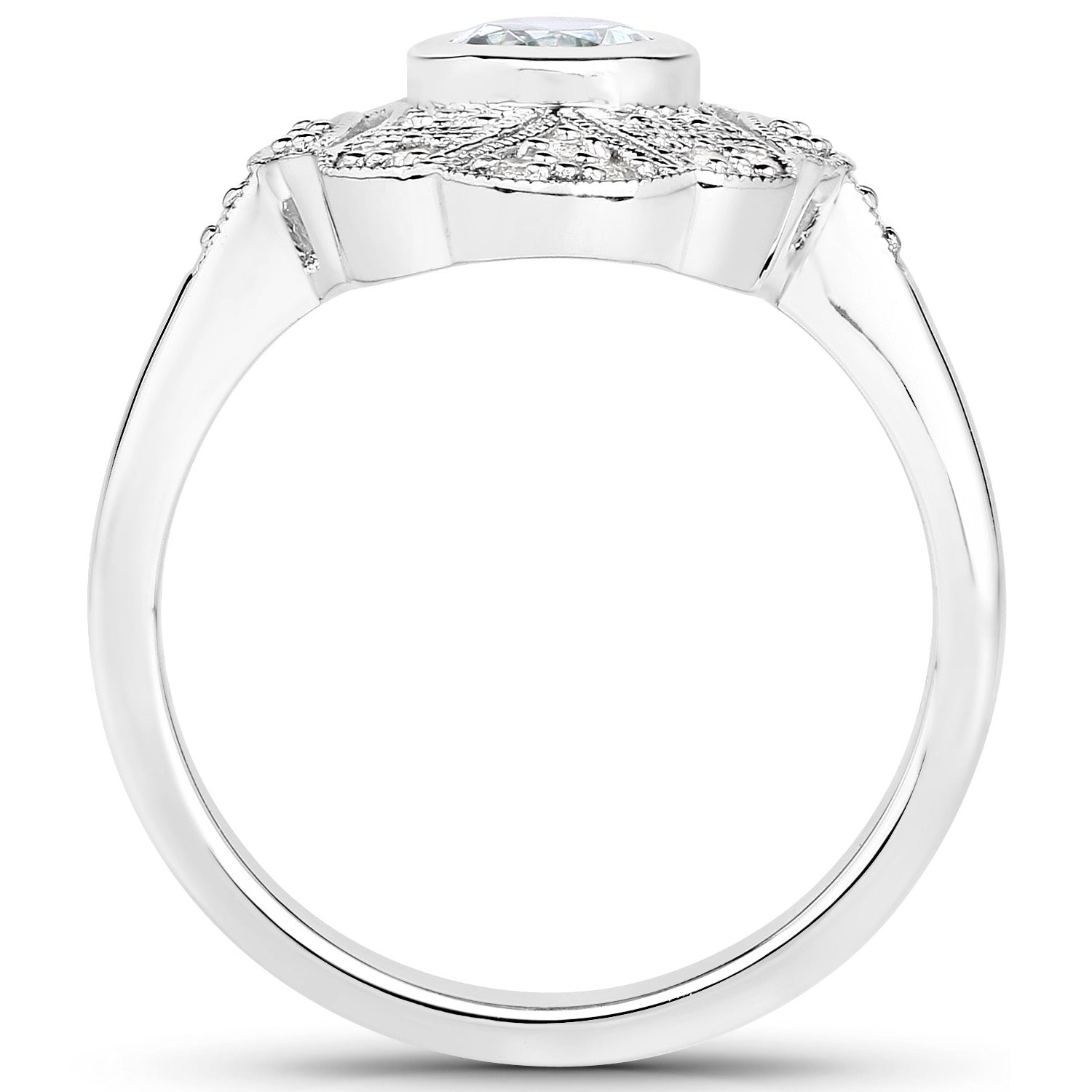 Aquamarine Ring With White Topaz 0.98 Carats Sterling Silver