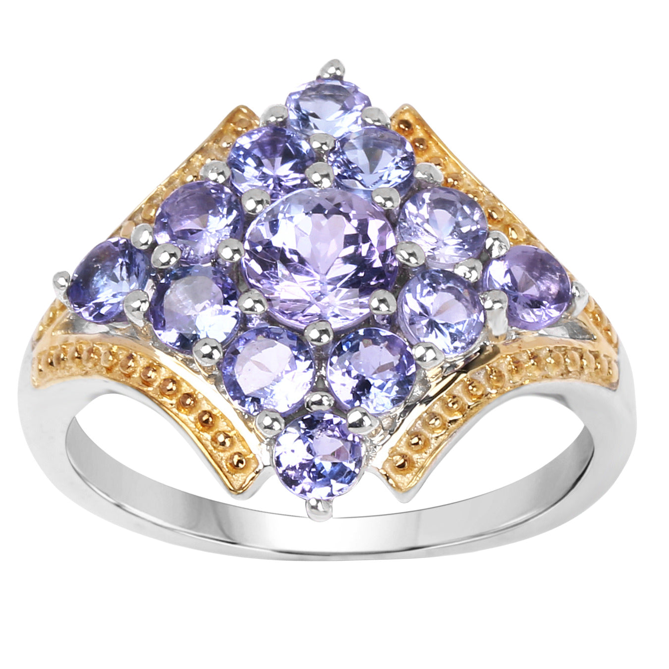 Tanzanite Ring 1.64 Carats Gold Plated Silver