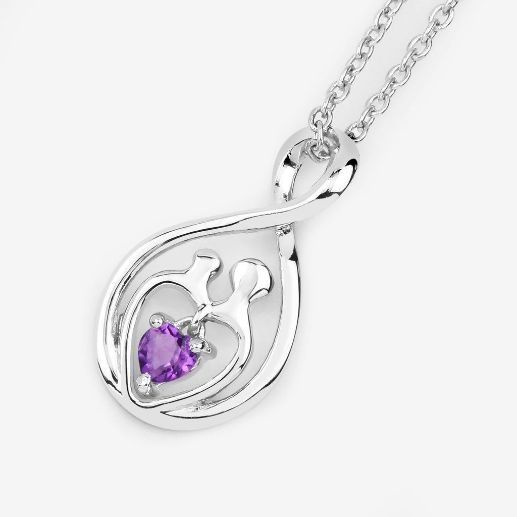 Amethyst Mom Pendant 0.14 Carats Sterling Silver