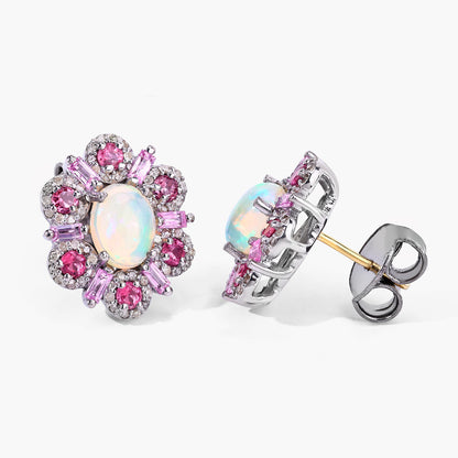 Natural Mixed Gemstones Earrings 3.78 Carats Sterling Silver