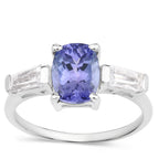 Tanzanite Ring With White Topaz 1.96 Carats Sterling Silver