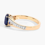 Blue Sapphire Ring With Diamonds 2.4 Carats 18K Yellow Gold