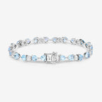 Blue Topaz Tennis Bracelet With Diamonds 11 Carats Sterling Silver