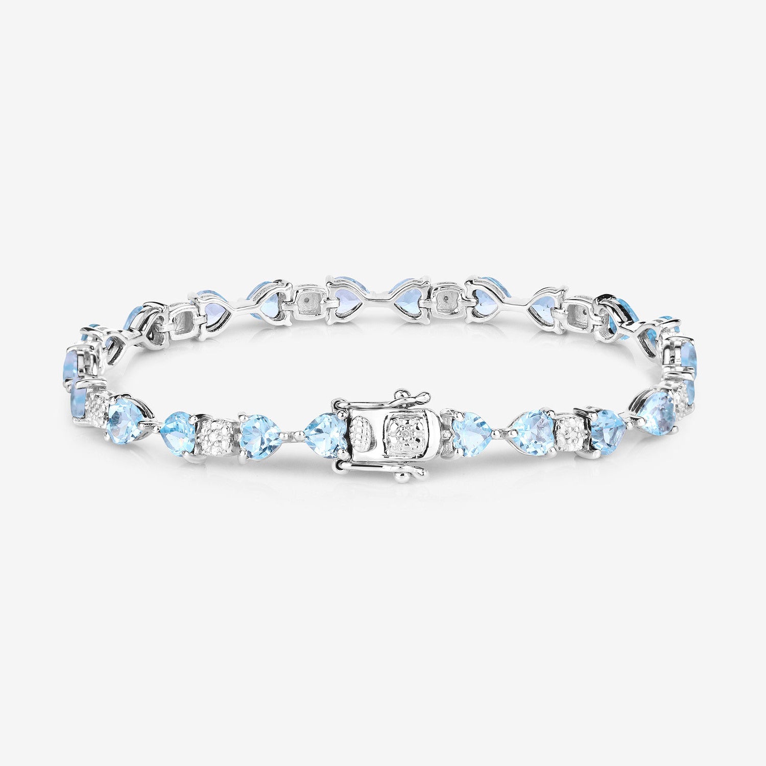 Blue Topaz Tennis Bracelet With Diamonds 11 Carats Sterling Silver