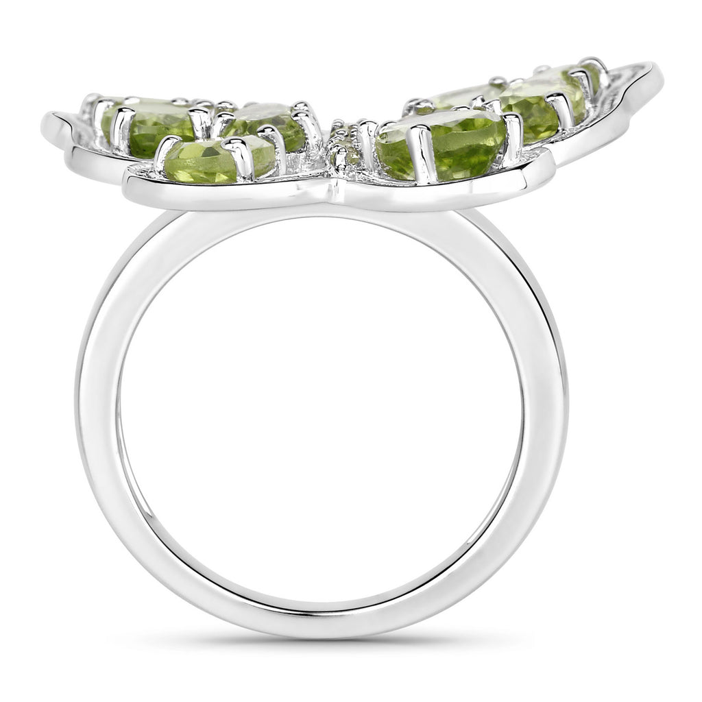 Peridot Butterfly Ring 4.5 Carats Sterling Silver