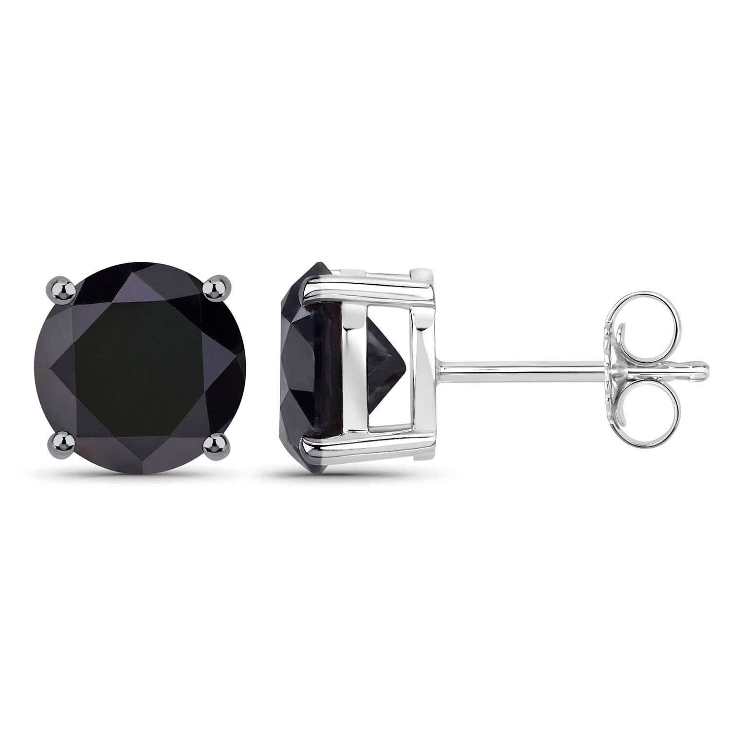 Black Diamond Earrings 4.8 Carats 14K White Gold