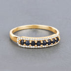 Blue Sapphire Ring With Diamonds 0.4 Carats 14K Yellow Gold