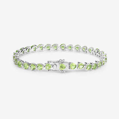 Peridot Tennis Bracelet 13.6 Carats Sterling Silver