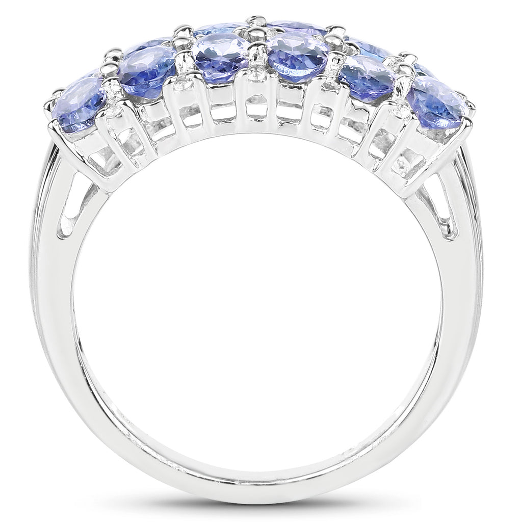 Tanzanite Ring With White Topaz 3.12 Carats Sterling Silver