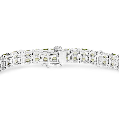 Peridot Tennis Bracelet White Topaz 12.9 Carats Silver