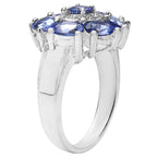 Tanzanite Flower Ring With White Topaz 2.54 Carats Sterling Silver