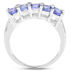 Tanzanite Ring With White Sapphire 1.72 Carats Sterling Silver