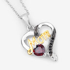 Garnet Mom Pendant With Black Spinel 0.52 Carats Gold Plated Silver