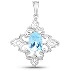Swiss Blue Topaz Pendant 6.08 Carats Sterling Silver