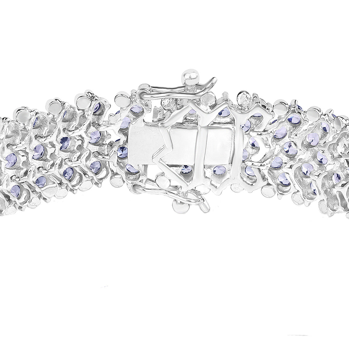 Tanzanite Tennis Bracelet Round Cut 14.70 Carats Sterling Silver