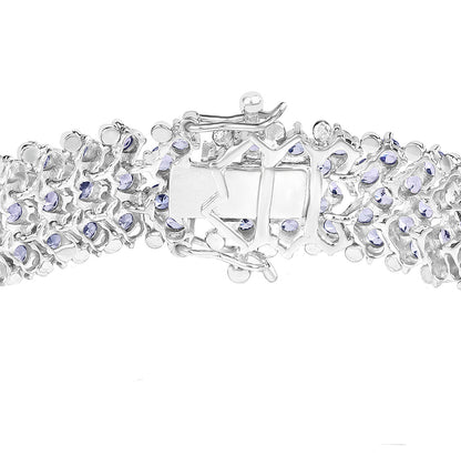 Tanzanite Tennis Bracelet Round Cut 14.70 Carats Sterling Silver