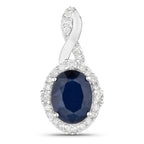 Blue Sapphire Pendant With Diamonds 1.68 Carats 14K White Gold
