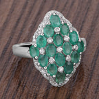 Zambian Emerald Ring With White Zircon 2.64 Carats Sterling Silver