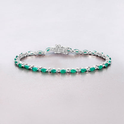 Zambian Emerald Link Bracelet 3.23 Carats Sterling Silver