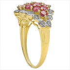 Rhodolite Garnet Ring 2.06 Carats Gold Plated Silver