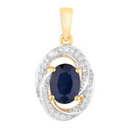 Blue Sapphire Pendant With Diamonds 1.68 Carats 14K Yellow Gold