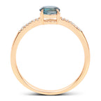 London Blue Topaz Ring With Diamonds 0.4 Carats 10K Yellow Gold