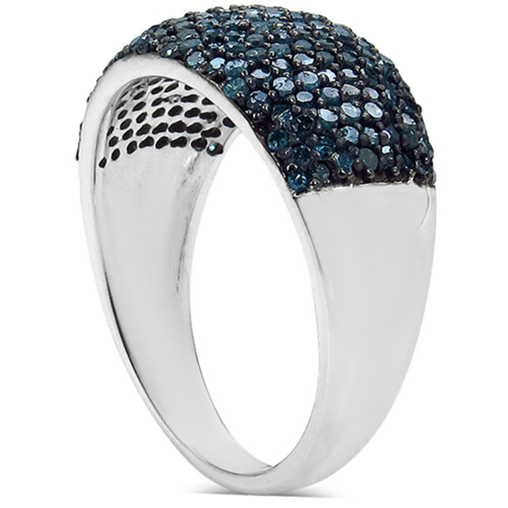 Blue Diamond Ring 0.8 Carats Sterling Silver