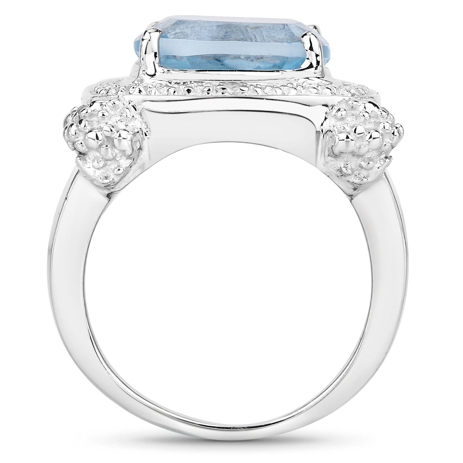 Blue Topaz Ring With White Topaz 4.86 Carats Sterling Silver