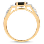 Chrome Diopside Ring With White Topaz 2.74 Carats Gold Plated Silver