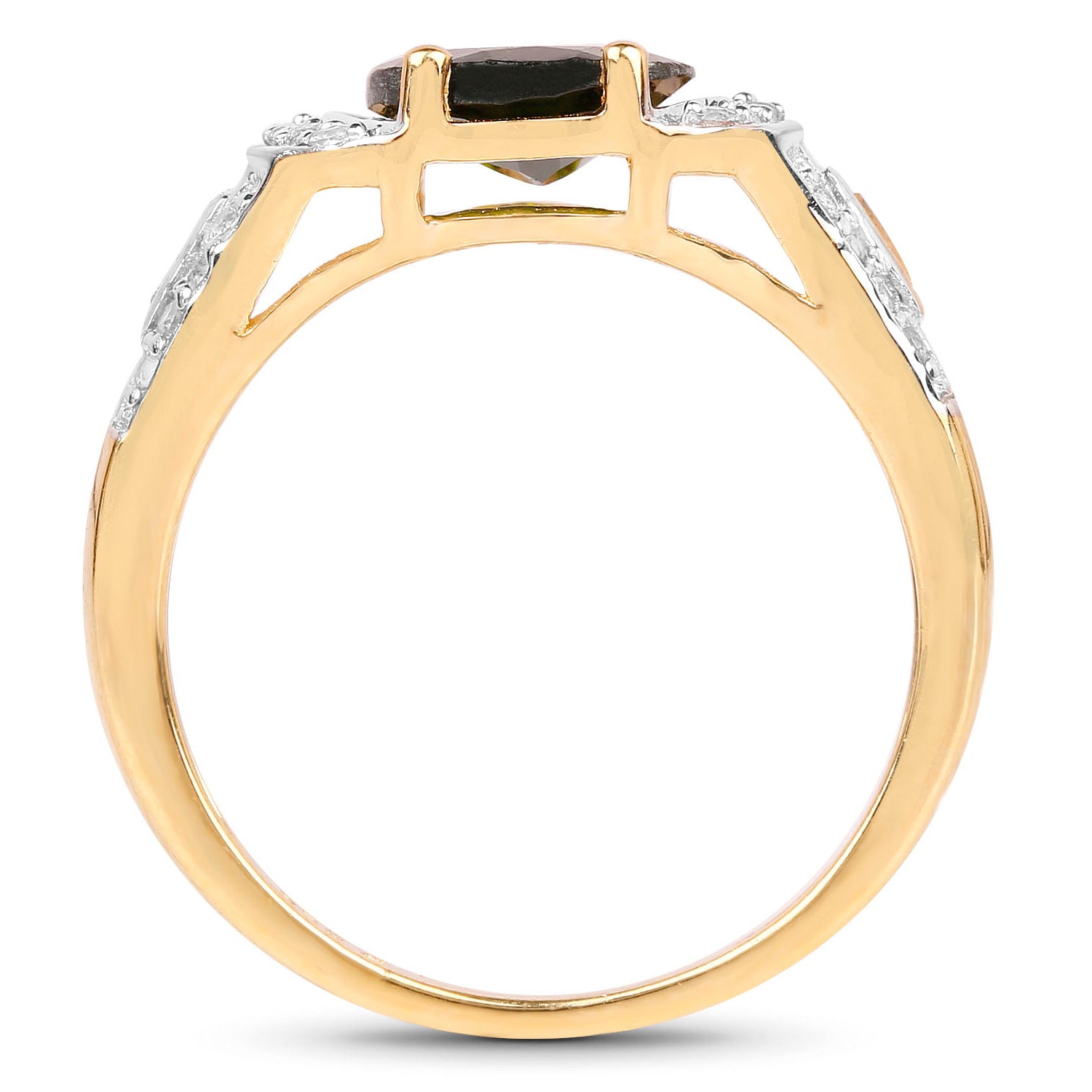 Chrome Diopside Ring With White Topaz 2.74 Carats Gold Plated Silver