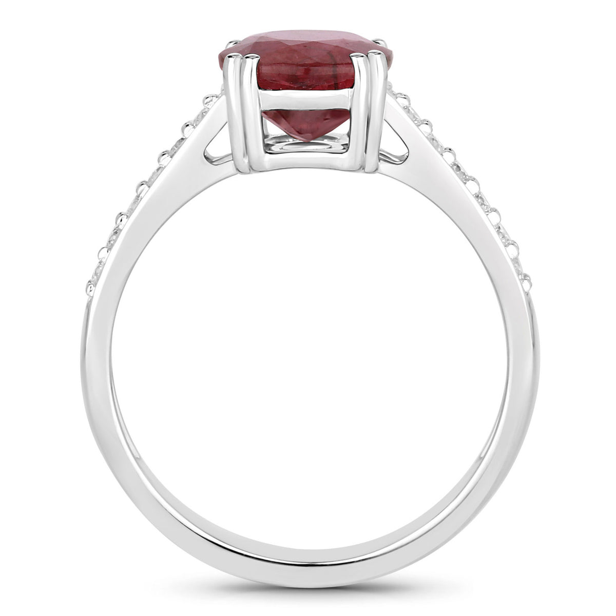 Ruby Ring With Diamonds 2.18 Carats 14K White Gold