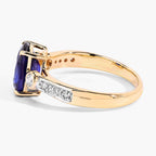 Blue Sapphire Ring With Diamonds 2.96 Carats 18K Yellow Gold