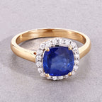 Blue Sapphire Ring With Diamonds 1.92 Carats 18K Yellow Gold