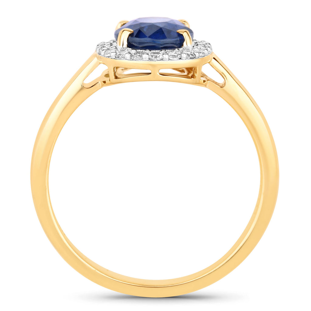 Blue Sapphire Ring With Diamonds 2.06 Carats 18K Yellow Gold