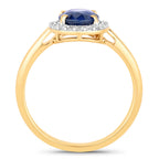 Blue Sapphire Ring With Diamonds 2.06 Carats 18K Yellow Gold