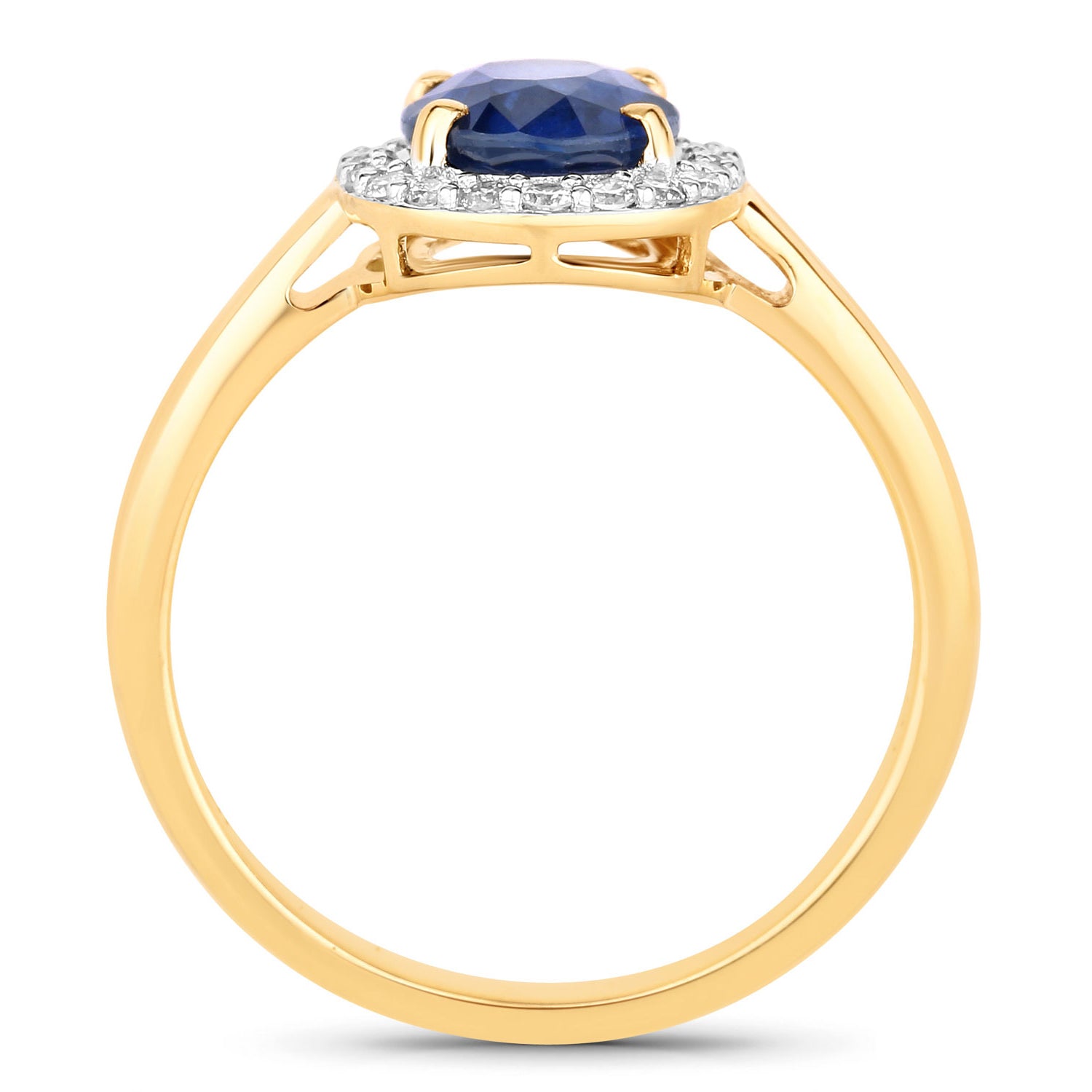 Blue Sapphire Ring With Diamonds 2.06 Carats 18K Yellow Gold