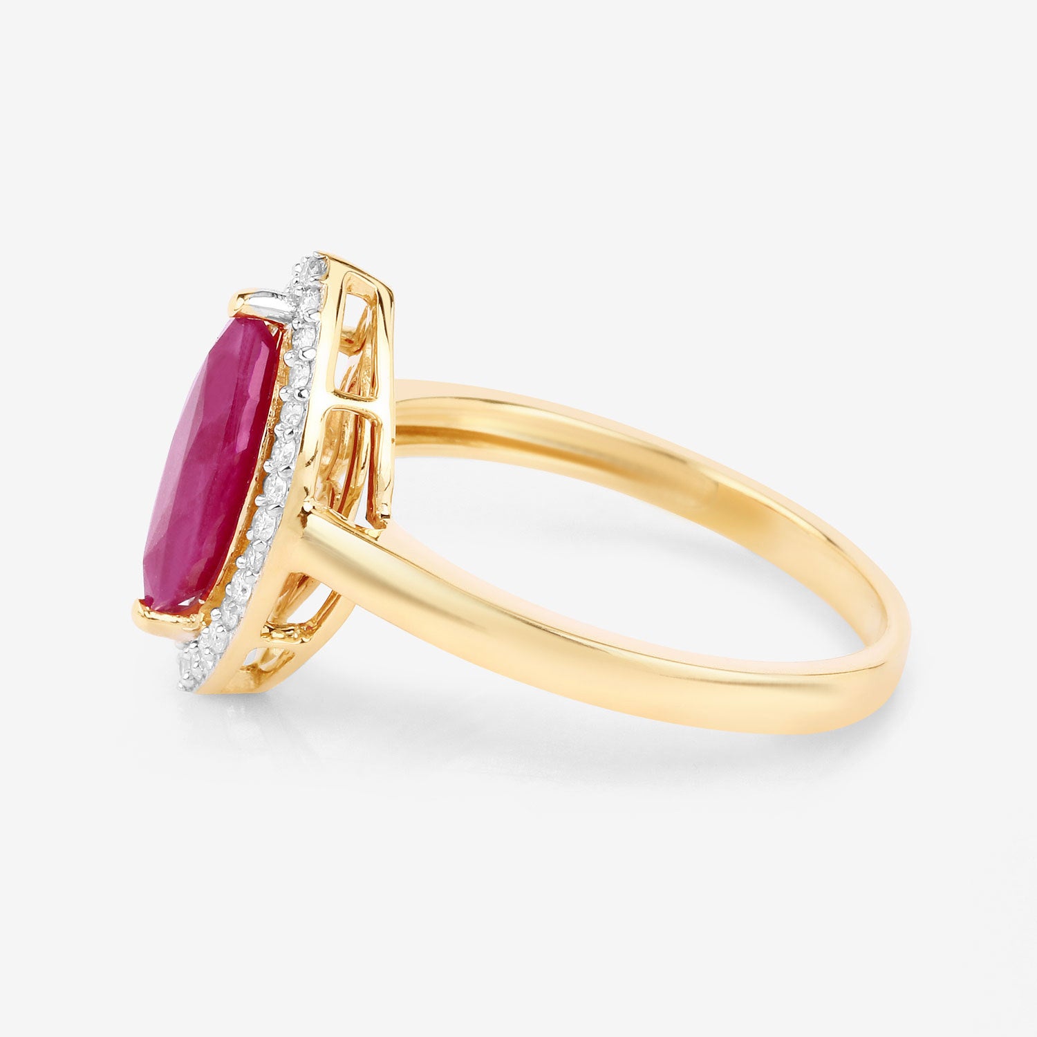 Ruby Ring With Diamonds 1.5 Carats 10K Yellow Gold