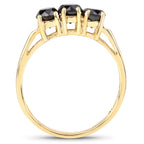 Black Diamond Ring 0.98 Carats Gold Plated Silver