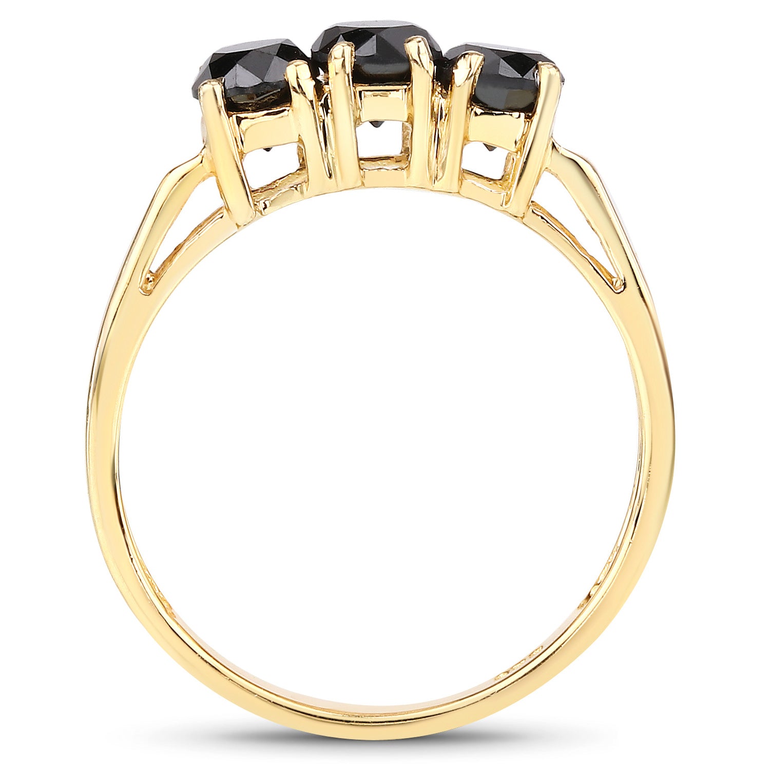 Black Diamond Ring 0.98 Carats Gold Plated Silver