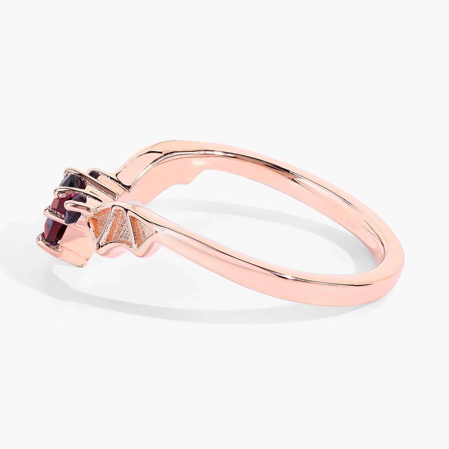 Garnet Bat Ring 0.3 Carats Gold Plated Silver