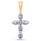 Tanzanite Cross Pendant 0.82 Carats Gold Plated Silver