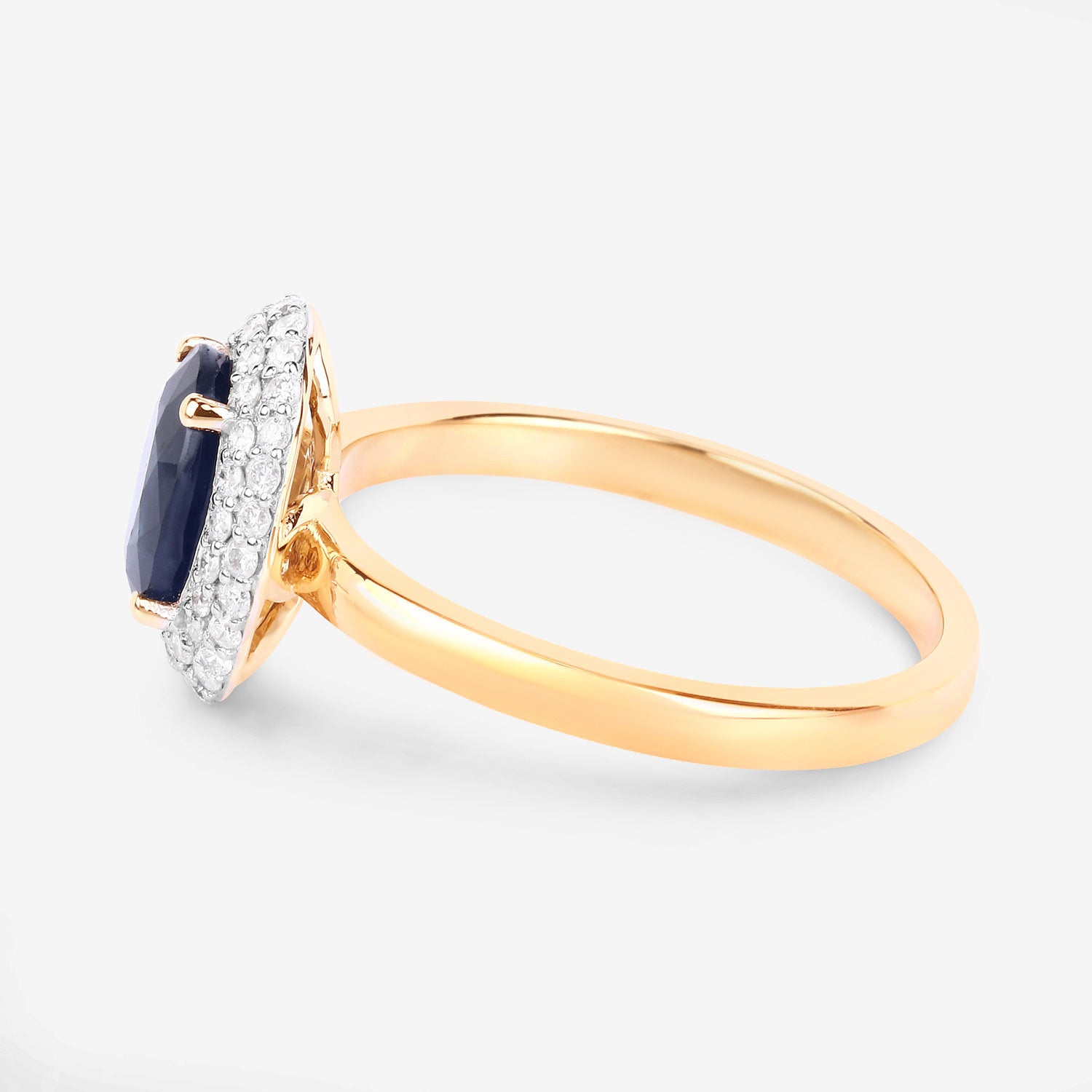 Blue Sapphire Ring With Diamonds 1.82 Carats 14K Yellow Gold
