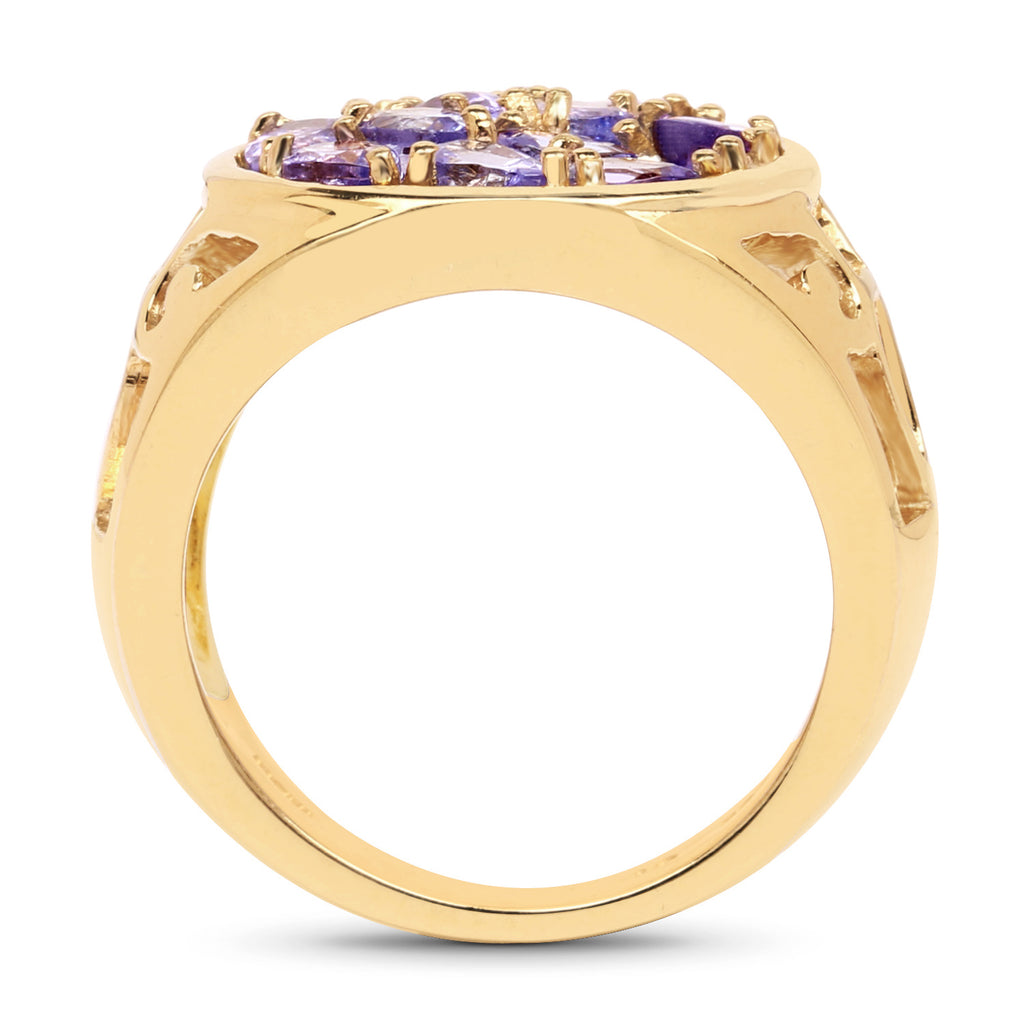Tanzanite Ring 1.8 Carats Gold Plated Silver