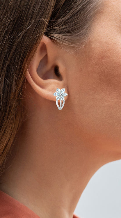 Aquamarine Earrings White Topaz 1.52 Carats Sterling Silver