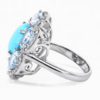 Turquoise Ring With Aquamarine 6.32 Carats Sterling Silver