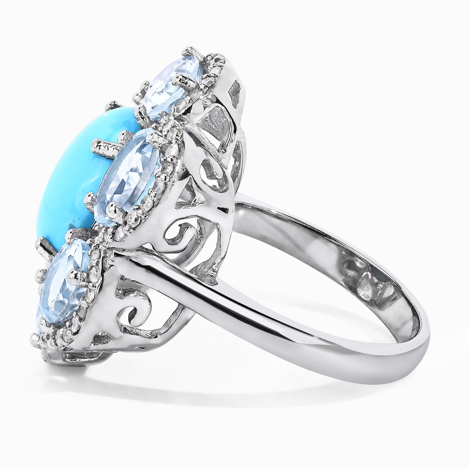 Turquoise Ring With Aquamarine 6.32 Carats Sterling Silver