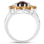 Garnet Ring With Citrine 5.46 Carats Sterling Silver