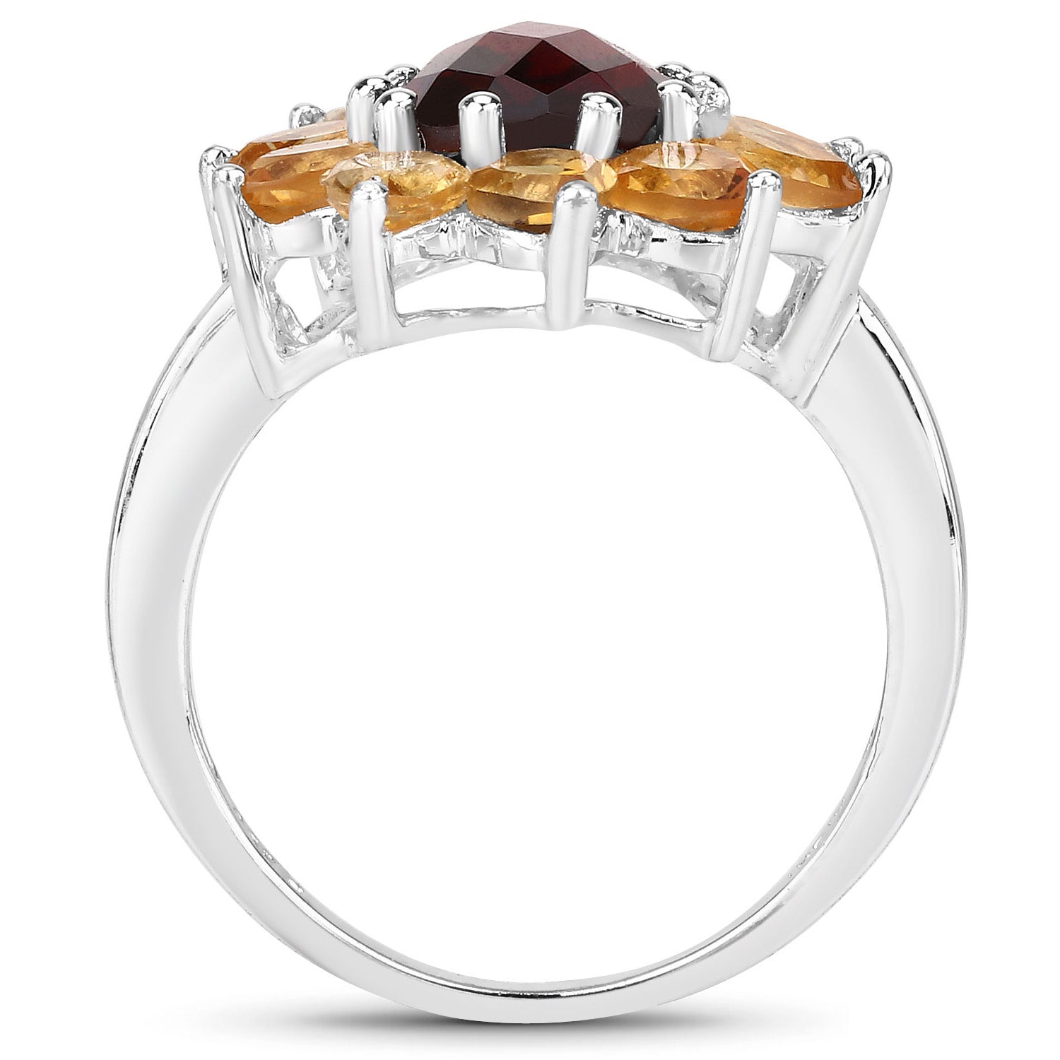 Garnet Ring With Citrine 5.46 Carats Sterling Silver