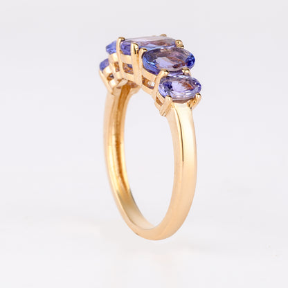 Natural Tanzanite Ring 2.04 Carats 9K Yellow Gold